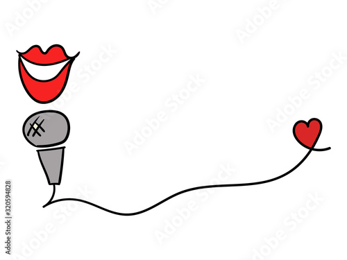 赤い唇とマイク