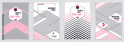 Minimal flyers, booklets, annual reports cover templates. Web, commerce or events vector graphic design templates set. Covers with minimal design. A4 print format.