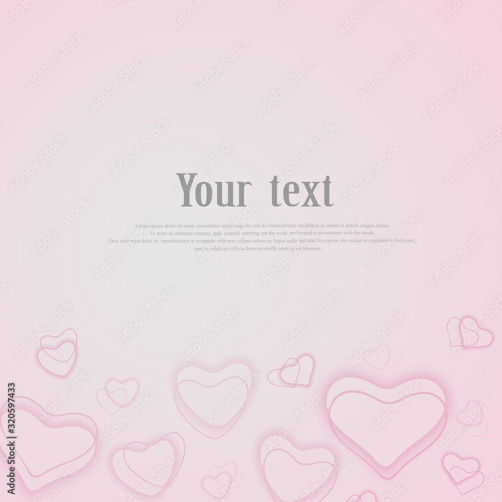 Valentine day background with hearts. pastel soft pink Abstract background made of hearts symbols bokeh with radial gradient