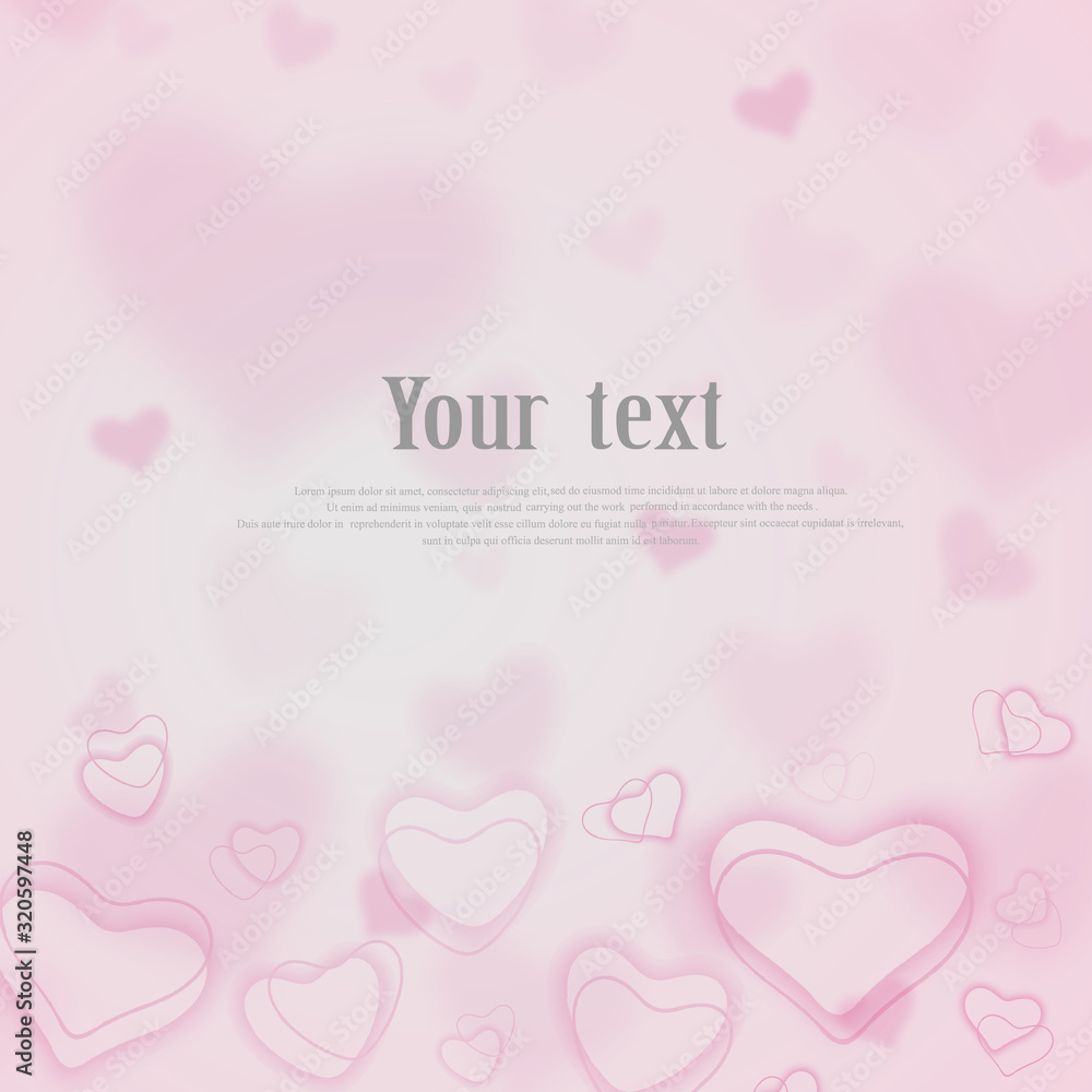Valentine day background with hearts. pastel soft pink Abstract background made of hearts symbols bokeh with radial gradient