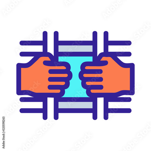 man behind bars icon vector. A thin line sign. Isolated contour symbol illustration