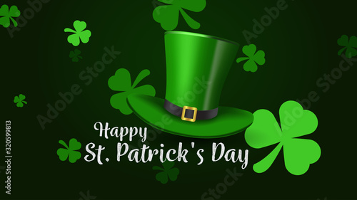 Saint Patrick Day Lettering decoration. Cloverleaf and Green Hat