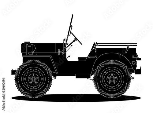 Militär Jeep schwaez weiß 2. Weltkrieg