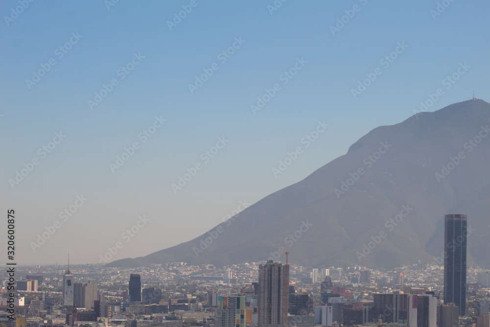 View of the progress in pollution in the city of Monterrey Mexico