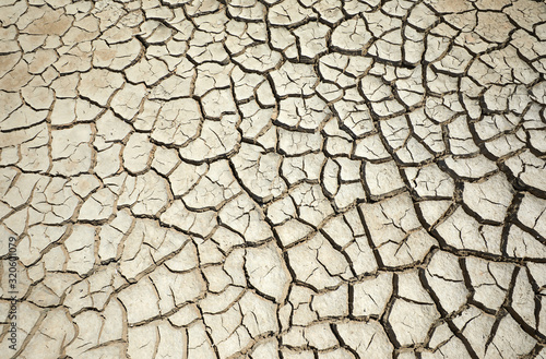 Drought land. Cracked clay ground . Drought, ground cracks, no water, lack of moisture. Global worming effect. Crack soil on dry season. Abstract natural background with cracked earth texture.