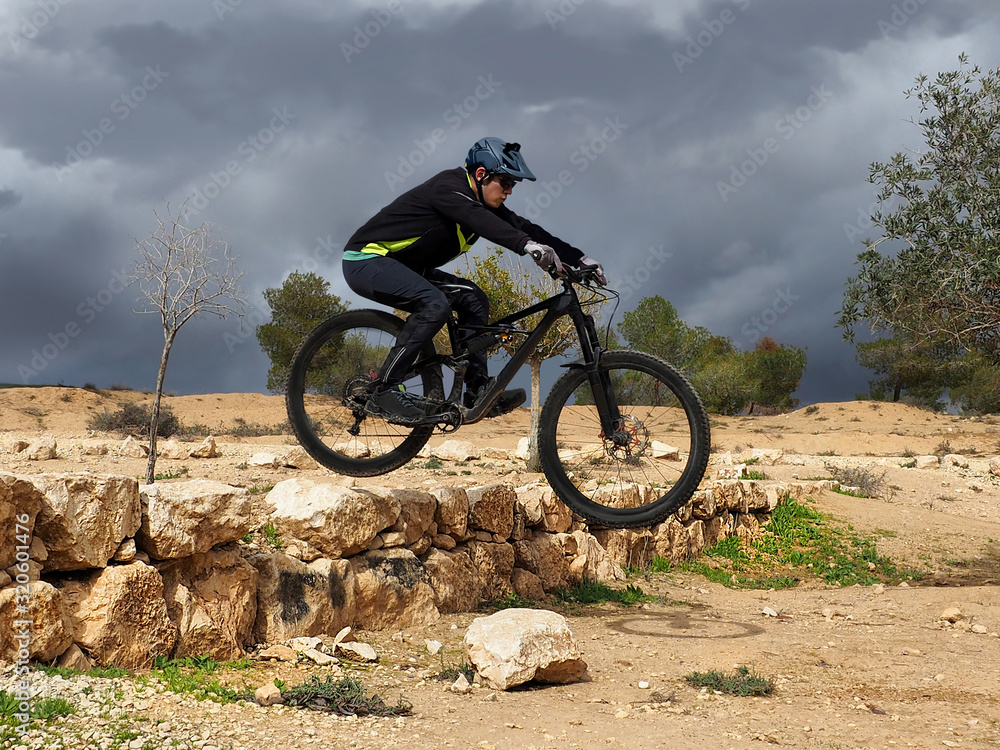 Fototapeta premium Drop on a Mountain Bike