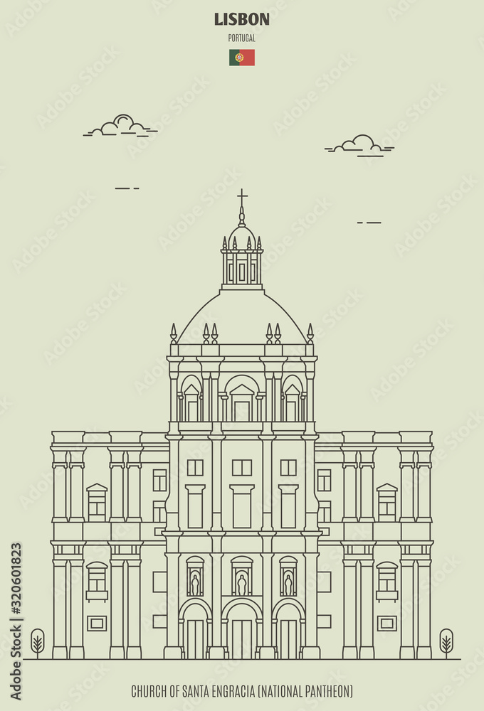 Church of Santa Engracia in Lisbon, Portugal. Landmark icon