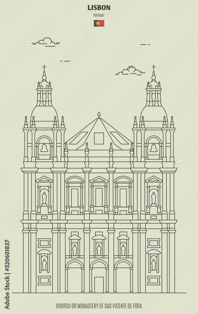 Church or Monastery of Sao Vicente de Fora in Lisbon, Portugal. Landmark icon
