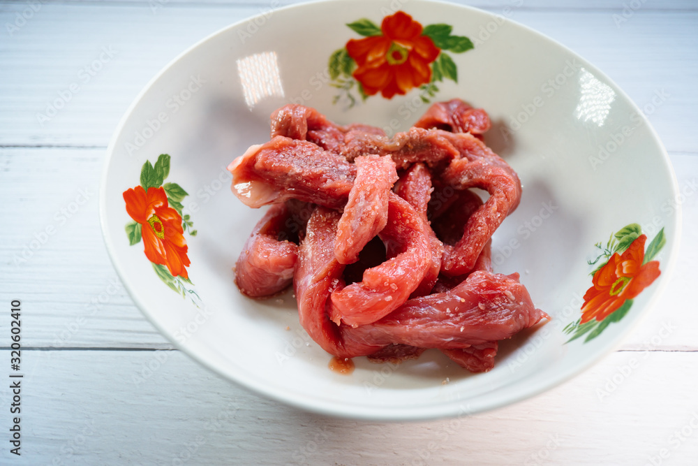 Closeup pieces of fresh beef for cooking Closeup pieces of fresh beef for cooking