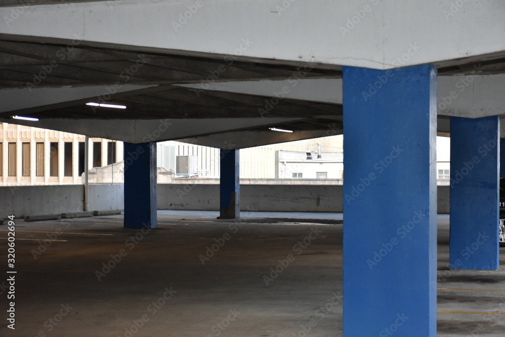 Upper level of a parking deck with no cars