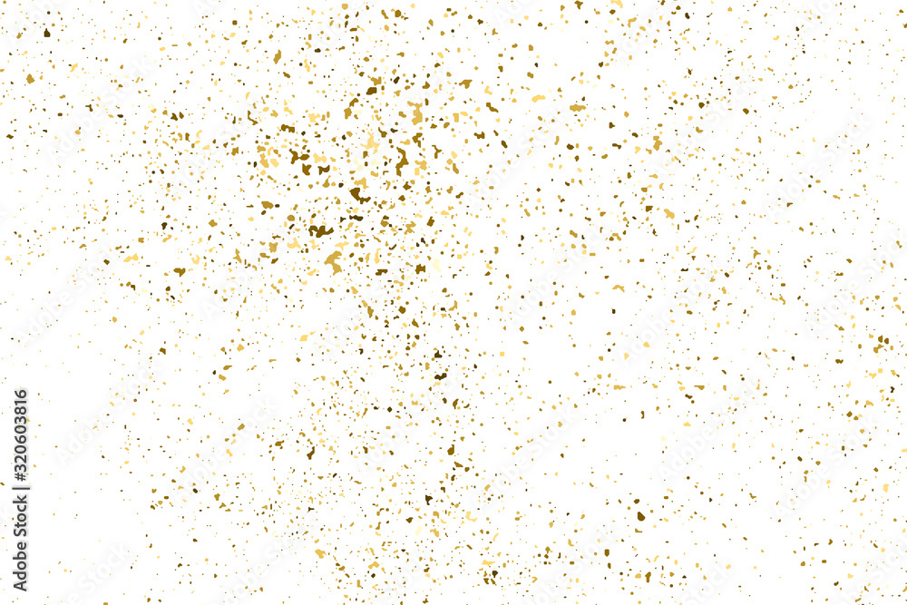Gold glitter texture isolated on white. Amber particles color. Celebratory background. Golden explosion of confetti. Vector illustration,eps 10.