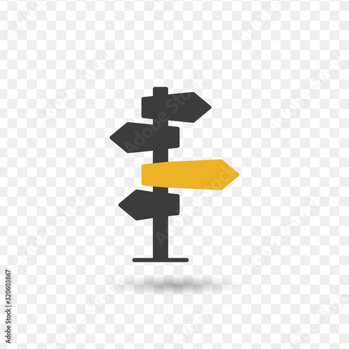 Foto Vector illustration, direction sign in different, destination, choice of directions, travel to different places