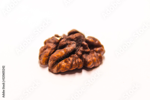 A picture of walnuts on white background