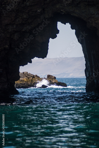 Cave on the sea in Ballestas islands at Paracas reserv in Perú