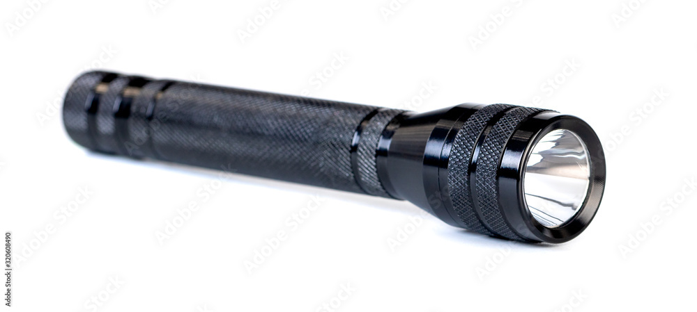 Black flashlight isolated on a White Background Black flashlight isolated on a White Background