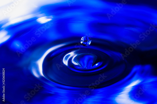 blue water drop falling, water splash background