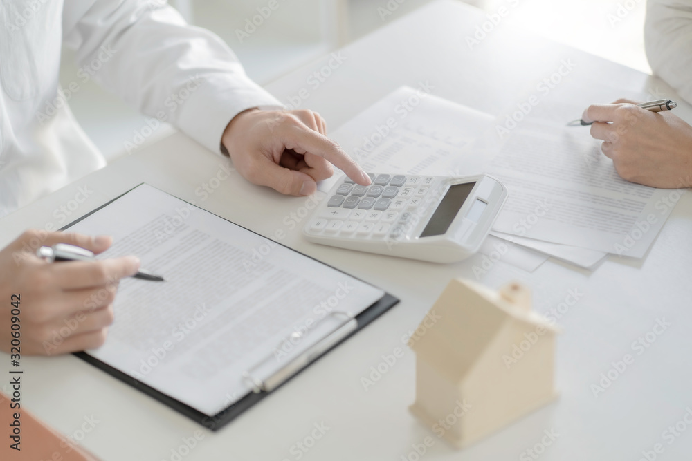 Concept of Property, Real estate agent with customer rent or buy house with contract. Concept of Property, Real estate agent with customer rent or buy house with contract.