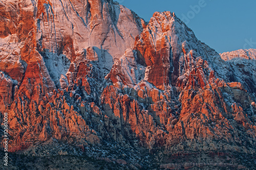 Fototapeta Naklejka Na Ścianę i Meble -  Winter landscape Wilson Cliffs, Red Rock Canyon National Recreation Area, Las Vegas, Nevada, USA