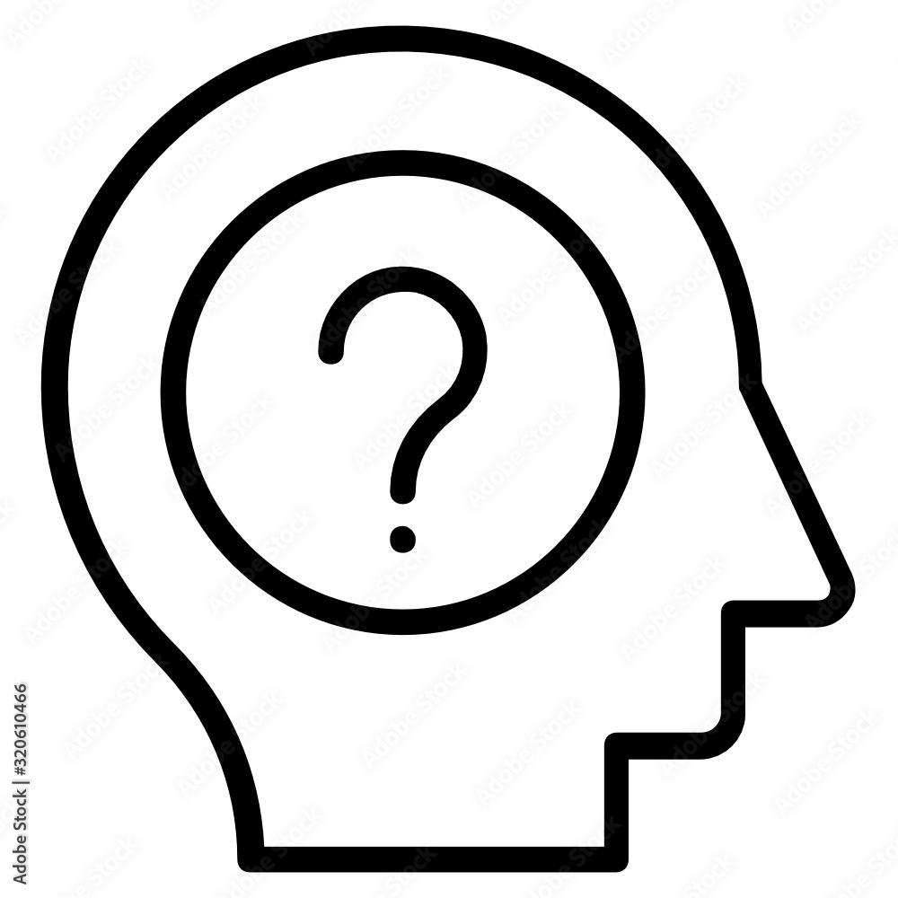 Abstraction possible without perception Concept, Human Mind with Question Mark Vector Icon design, Brain Teaser Question on White Background Abstraction possible without perception Concept, Human Mind with Question Mark Vector Icon design, Brain Teaser Question on White Background