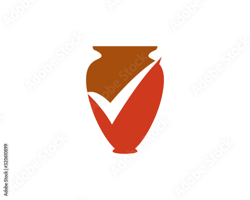 Pottery check logo template design, icon, symbol