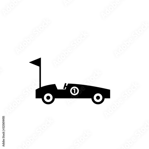 Soapbox derby car silhouette icon. Clipart image isolated on white background
