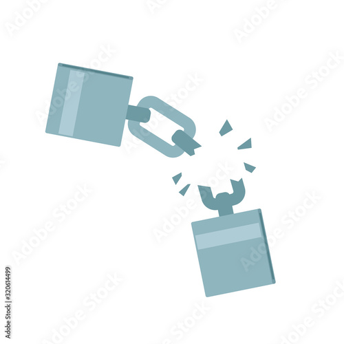 Broken shackles icon. Clipart image isolated on white background