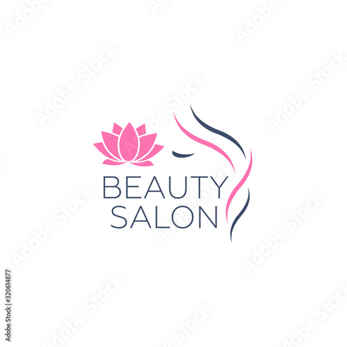Beautiful woman vector logo template for hair salon. Logo vector cosmetic procedures, spa center