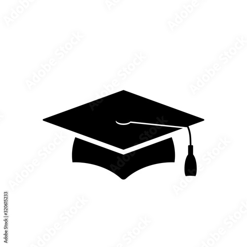 Black grad cap icon. Clipart image isolated on white background