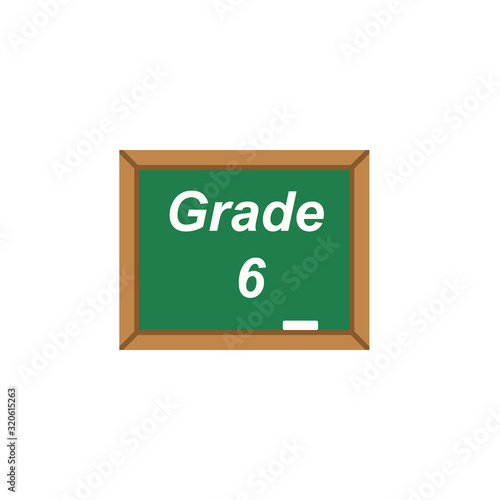School desk grade 6 icon. Clipart image isolated on white background