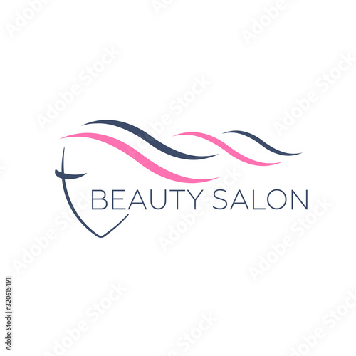 Woman face logo template for hair salon vector. Logo hair vector