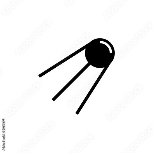 Sputnik 1 simple silhouette icon. Clipart image isolated on white background