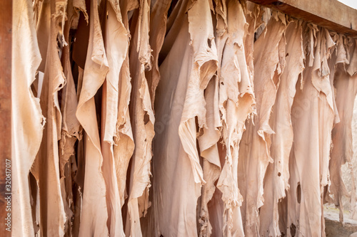 Foto Drying Leather in Chouara Tannery, Fez, Morocco