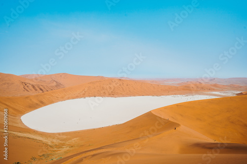 wideangle panoramic drone shot of Sossusvlei  Dead Vlei