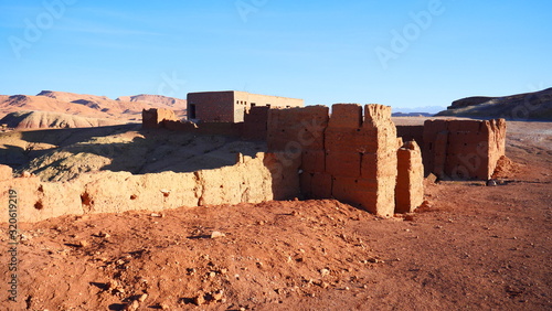 Bright landscape of Morocco, breathtaking curves of mountains, stunning combination of hills & farm land,inadvertent distribution of houses & huts, raw impression of pure nature. © Rick