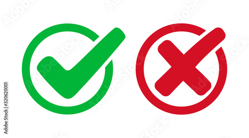 Set check mark and cross. Vector illustartion