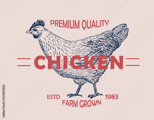 Premium quality chicken farm. Vector illustration emblem