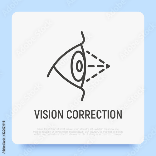 Laser eye surgery thin line icon..Ophthalmology. Lasik vision correction. Vector illustration.