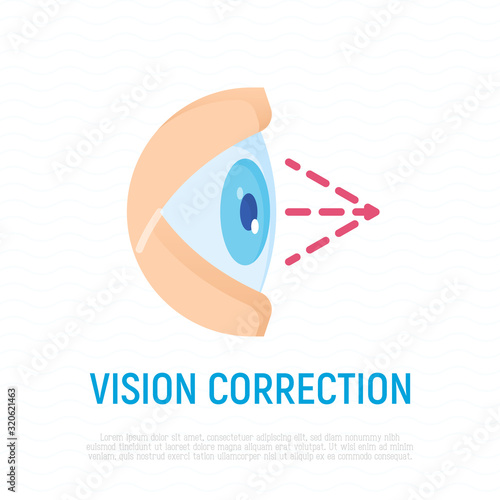 Laser eye surgery flat icon..Ophthalmology. Lasik vision correction. Vector illustration.
