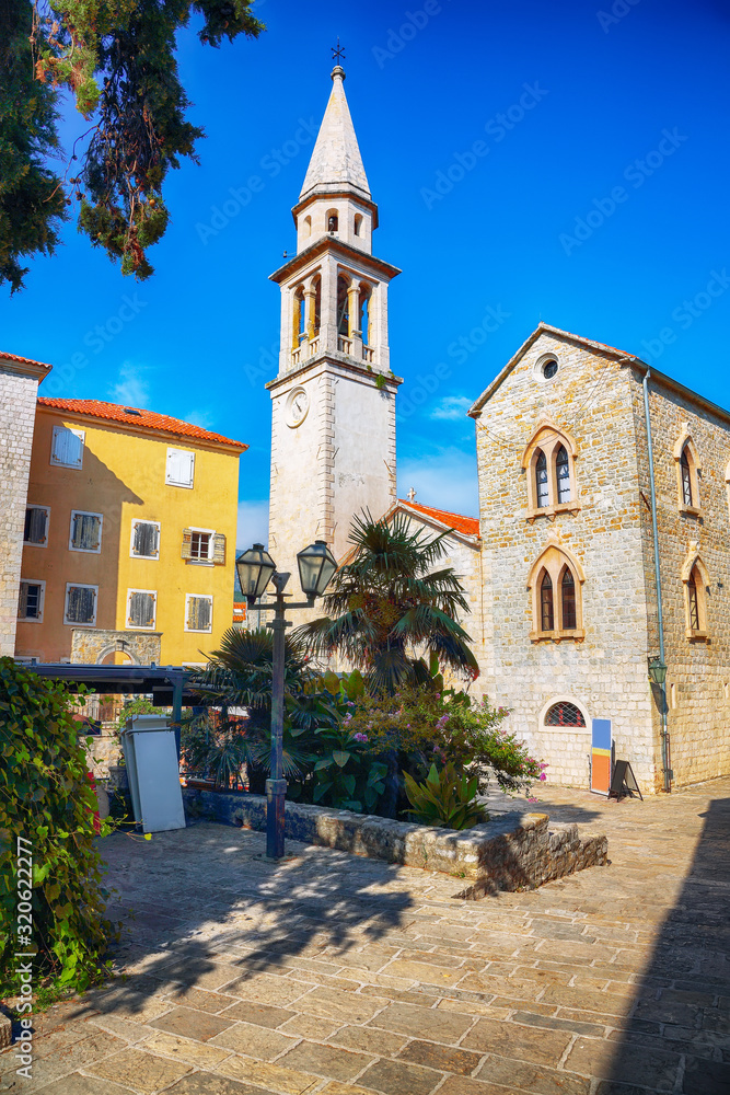 St. Johns Church in Budva old town on a sunny summer day