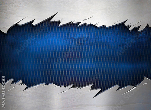 metal pattern with a blue background with cracks