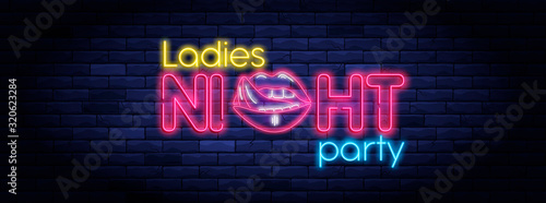 Ladies night party neon banner