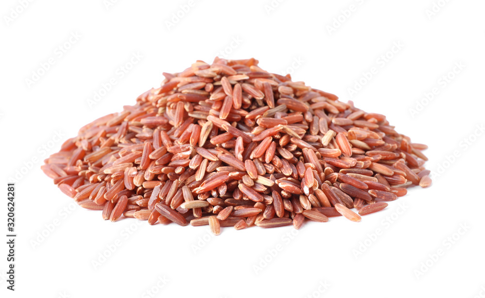 Uncooked organic brown rice isolated on white Uncooked organic brown rice isolated on white