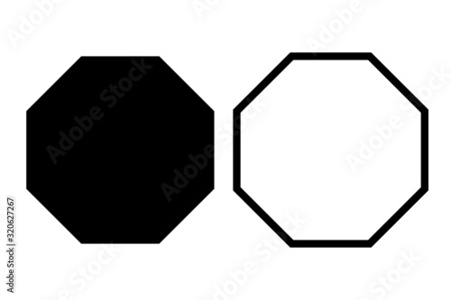 Black octagon icon set of vector geometry polygon photo