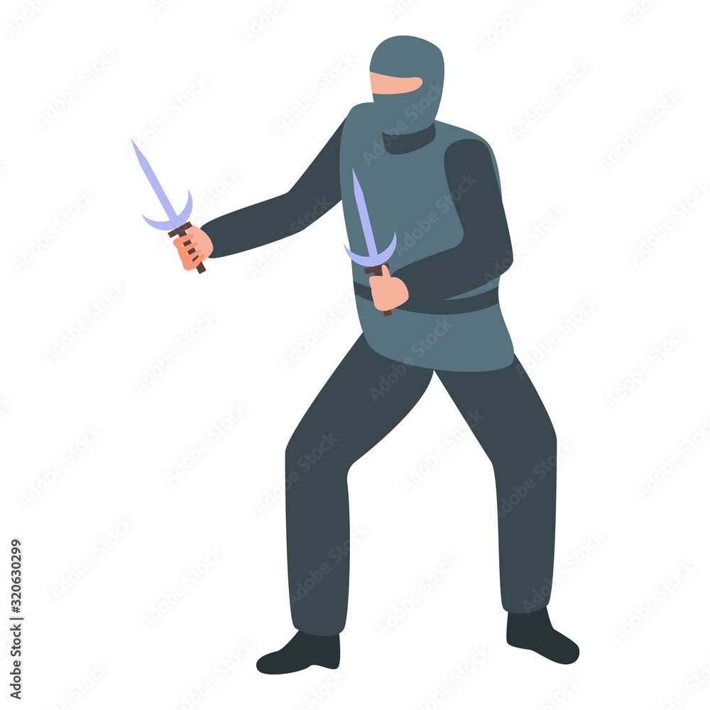 Ninja fork icon. Isometric of ninja fork vector icon for web design isolated on white background