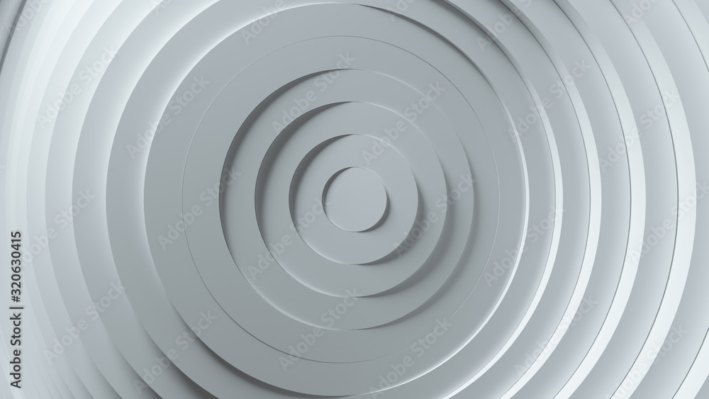 Abstract pattern of circles with the effect of displacement. White clean rings animation. Abstract background for business presentation. 3d illustration Abstract pattern of circles with the effect of displacement. White clean rings animation. Abstract background for business presentation. 3d illustration