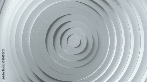 Abstract pattern of circles with the effect of displacement. White clean rings animation. Abstract background for business presentation. 3d illustration © flashmovie