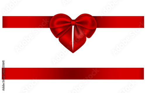  red heart shaped bow and ribbon