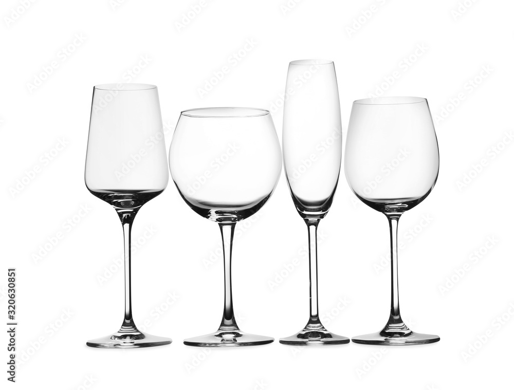Set of different glasses isolated on white Set of different glasses isolated on white