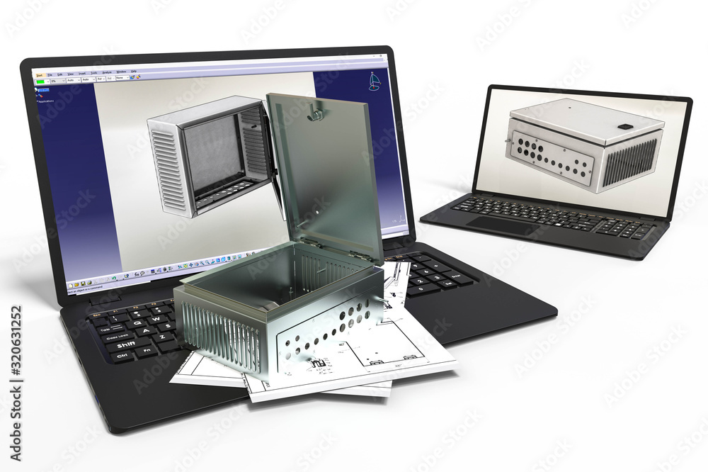 Computer aided design with 3D software Stock Illustration | Adobe Stock