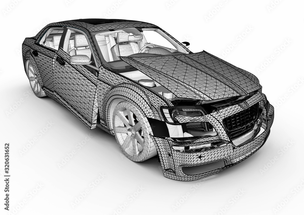 Naklejka premium Broken car with visible damage